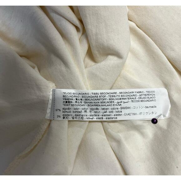 New Zara Dress Womens M Extended Shoulder Midi Tank Cinched Drawcord Waist Ivory - Picture 14 of 16